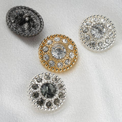 7 Pack Alloy Rhinestone Round Buttons for DIY Crafts and Clothing