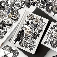50pcs Retro Medieval Graffiti Stickers for Laptop Helmet Cup Decor