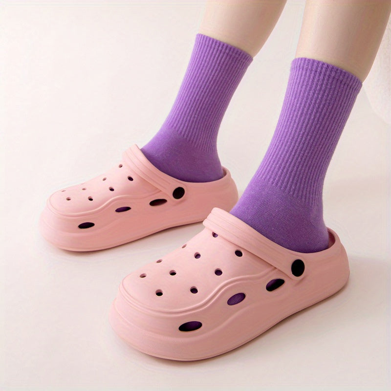 Women's Platform Clogs Solid Hollow Out Slide Shoes Outdoor Sandals
