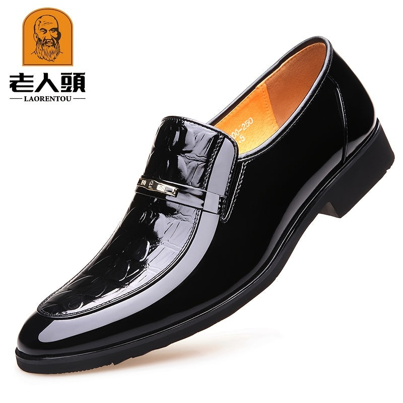 Crocodile Embossed Formal Dress Shoes Slip On Derby For Wedding Business