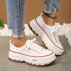Women's Mesh Sneakers Lace Up Low Round Toe Thick Bottom Shoes