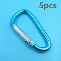 5pcs Aluminum D-shaped Clip Buckle Keychain for Outdoor Camping