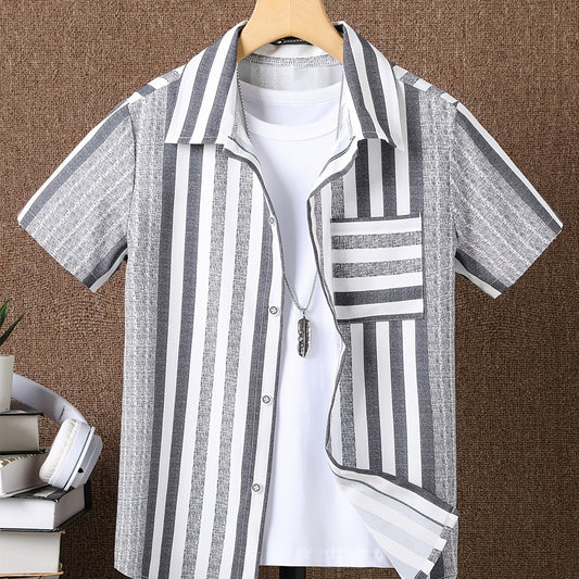 Boys Striped Casual Short Sleeve Shirt