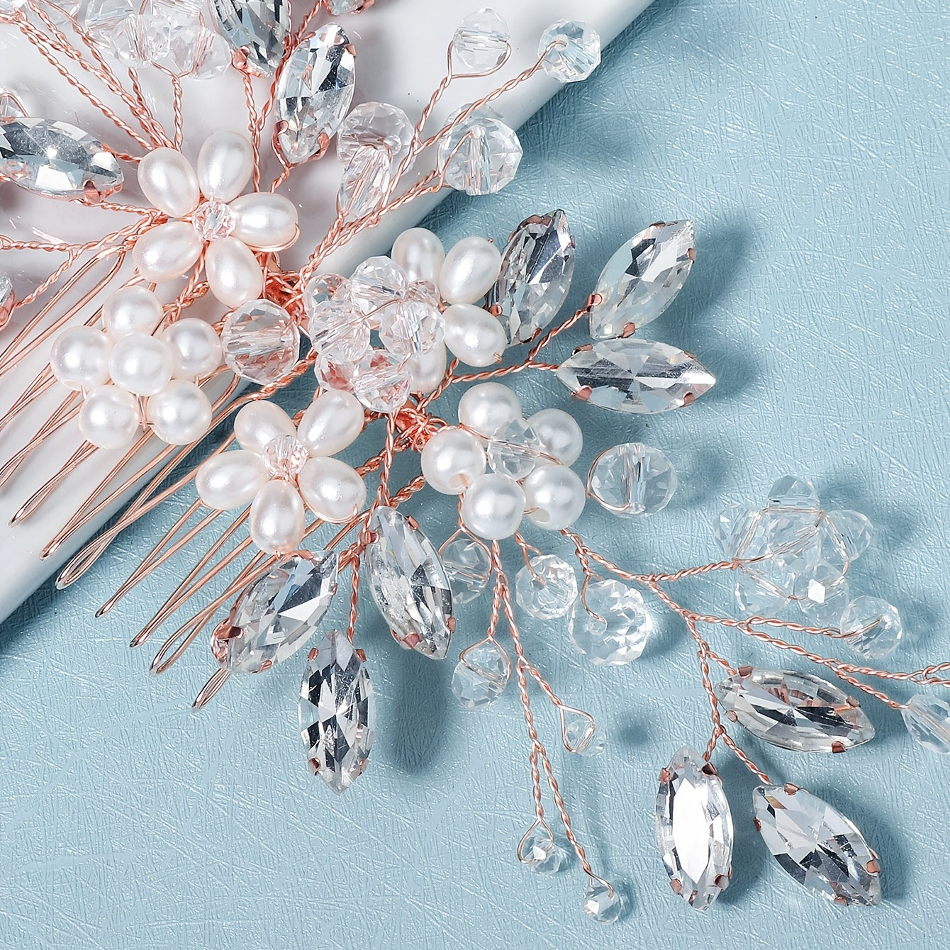 Wedding Hair Comb Crystal Rhinestone Pearl Hair Piece