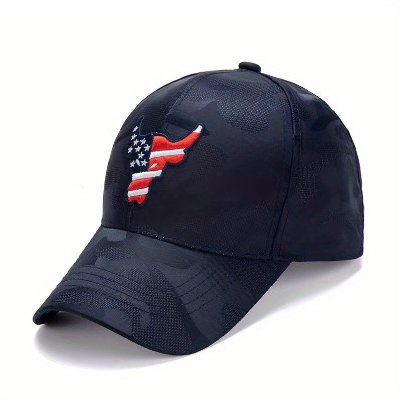American Flag Bull Camo Baseball Cap