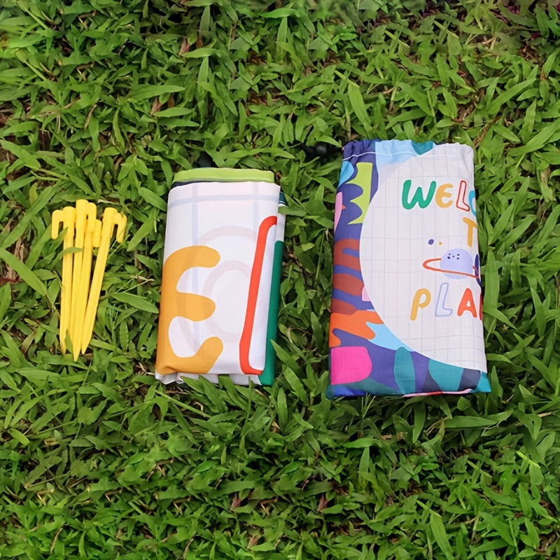 Durable Picnic Blanket with Cartoon Pattern for Camping and Beach Trips