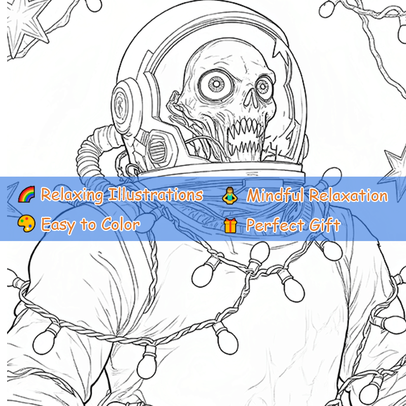 Dark Goth Christmas Coloring Book - Terrifying Santa Scene, Wreaths & More