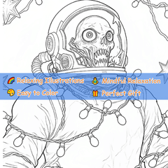 Dark Goth Christmas Coloring Book - Terrifying Santa Scene, Wreaths & More