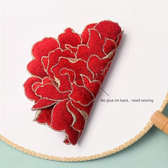 Peony Floral Sewing Patches Embroidered Appliques DIY Clothing Jackets