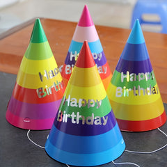 10 Rainbow Happy Birthday Party Hats