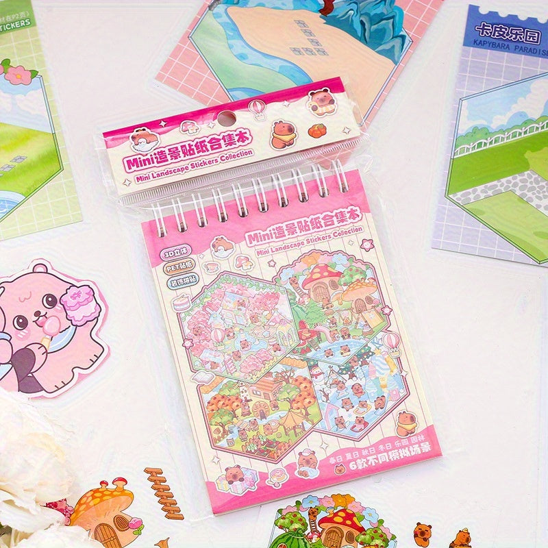 3D Scenery Sticker Book PVC Stickers Scene Cards DIY Landscape Collage