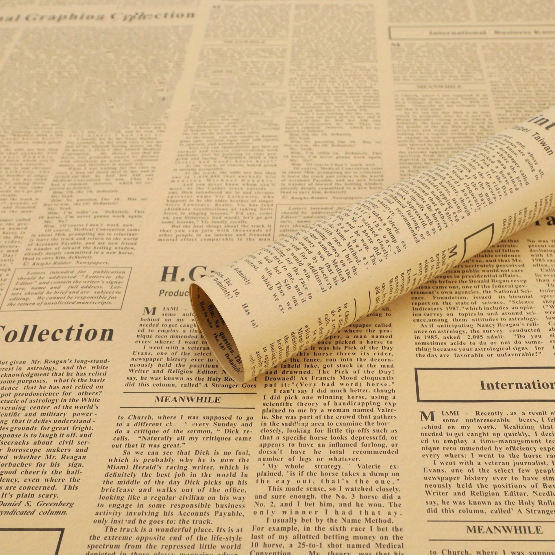 10pcs English Newspaper Double Sided Printing Love Flower Wrapping Papers