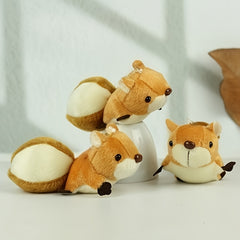 3pcs Squirrel Pendant Plush Toy Big Tail Squirrel Doll Bag Pendant Doll Brown