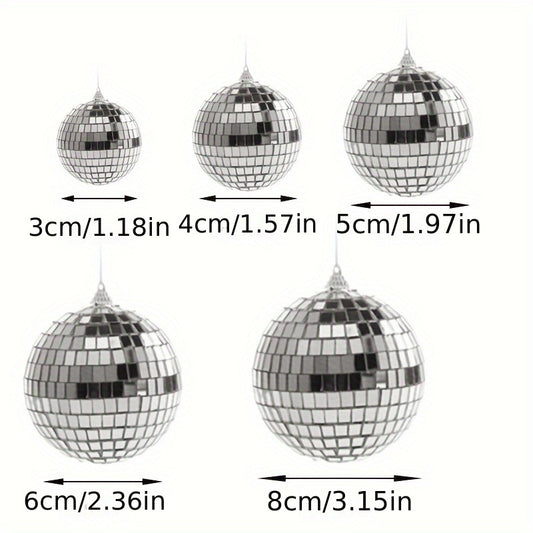 5pcs Retro Silvery Gray Mirror Disc Ball Christmas Decoration