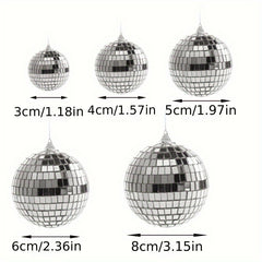 5pcs Retro Silvery Gray Mirror Disc Ball Christmas Decoration