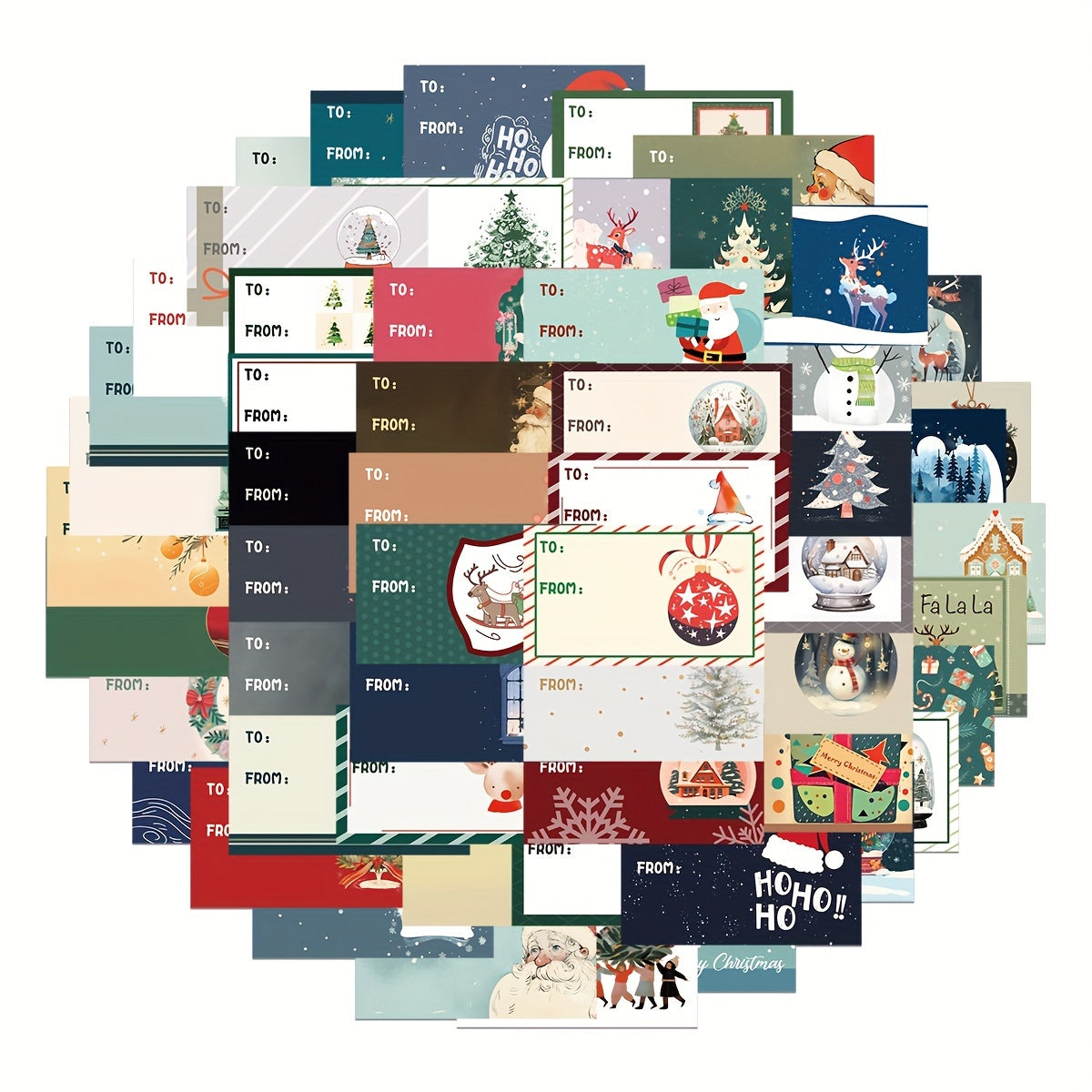 60pcs Christmas Retro Stamp Notebook Stickers DIY Decoration