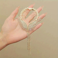 Angel Wings Tassel Rhinestone Hairpin For Women Girls Wedding