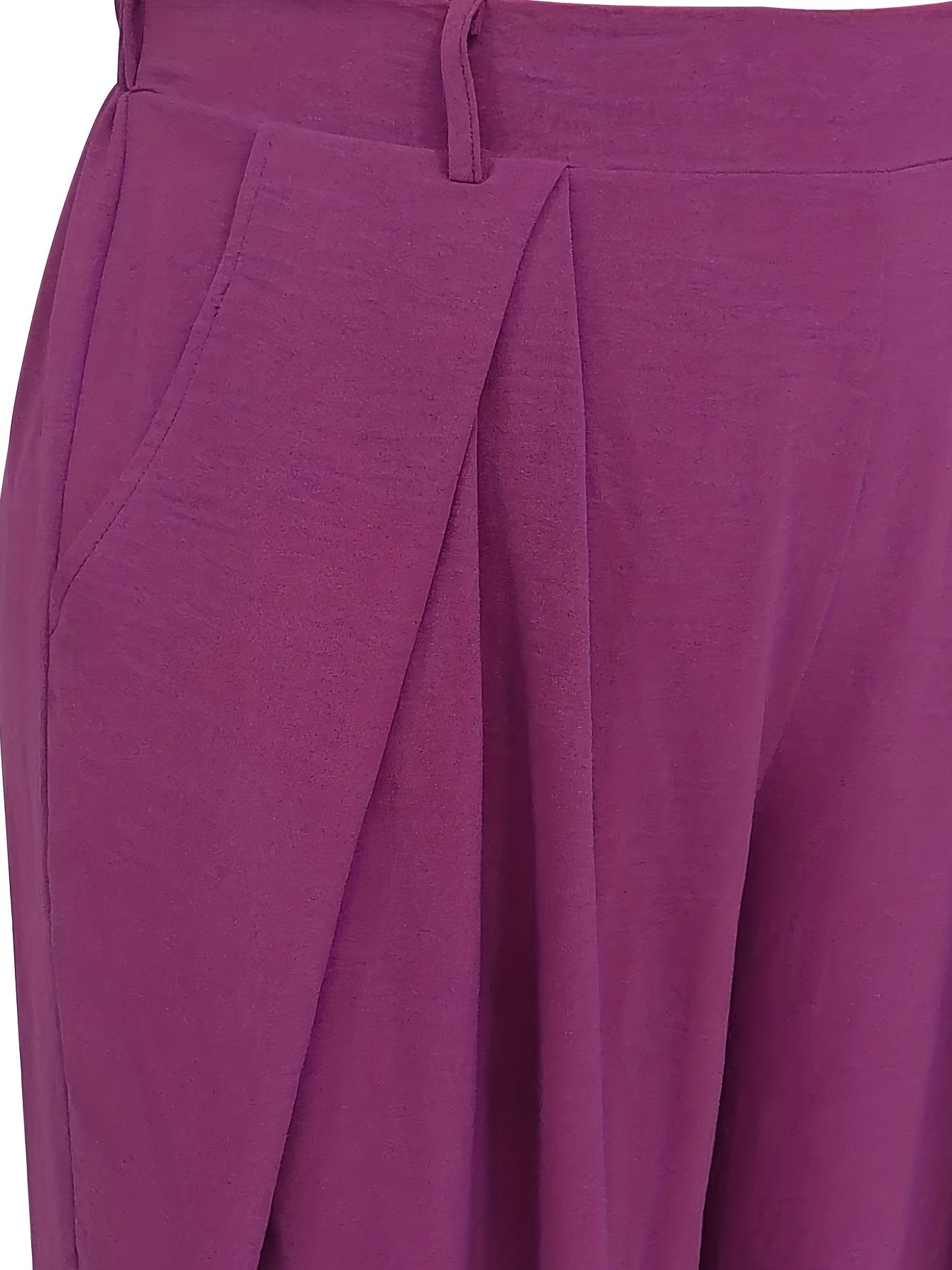  Solid Wide Leg Loose Trousers With Pockets
