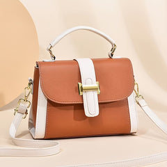 Women's Two Tone Satchel Handbag Shoulder Bag PU Leather Lightweight Crossbody