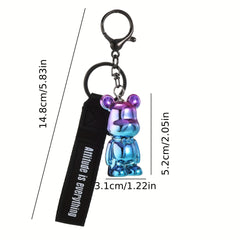 Bow Tie Bear Keychain Leather Lanyard Animal Bag Charms Keyring Pendant