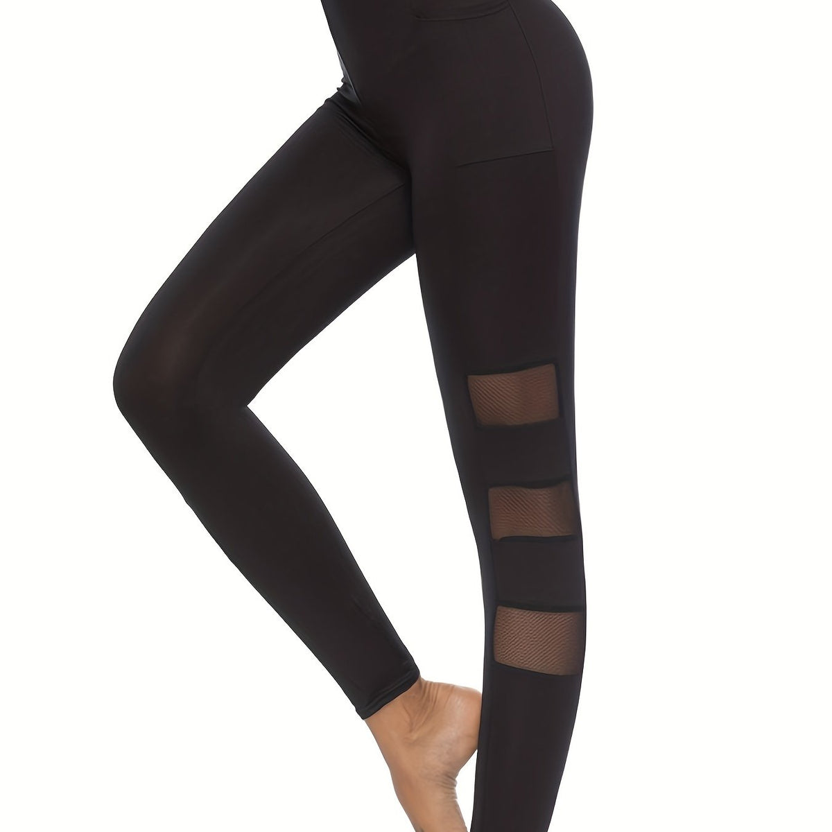 Mesh Contrast High Waist Yoga Leggings for Women