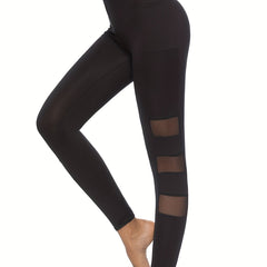 Mesh Contrast High Waist Yoga Leggings for Women