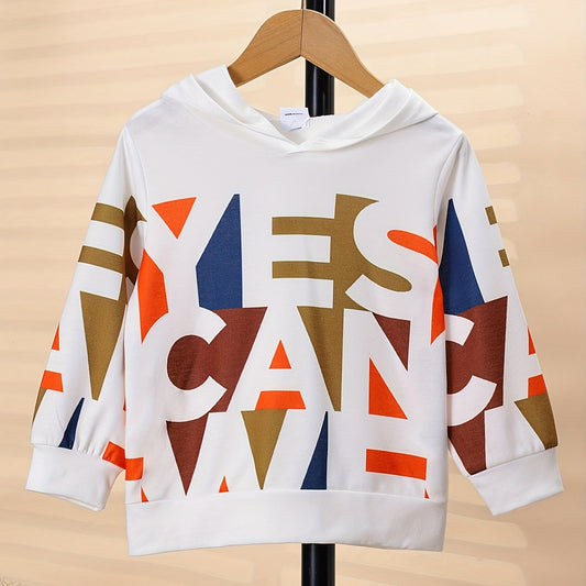 Boy's Cartoon Letters Graphic Print Hoodies