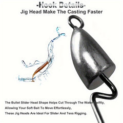 5pcs Bullet Lead Head Hooks Soft Worm Hooks