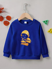 Cartoon Boy Print Boys Casual Pullover Sweatshirt