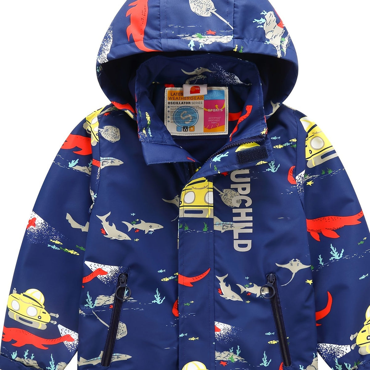 Boy's Hooded Rain Jacket Waterproof Windbreaker Raincoat Winter Warm Fleece