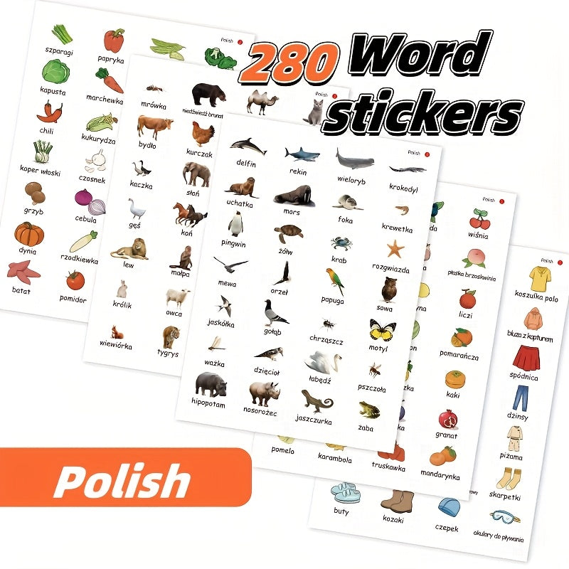 Polish Vocabulary Stickers for Toddlers - Interactive Language Learning Stickers