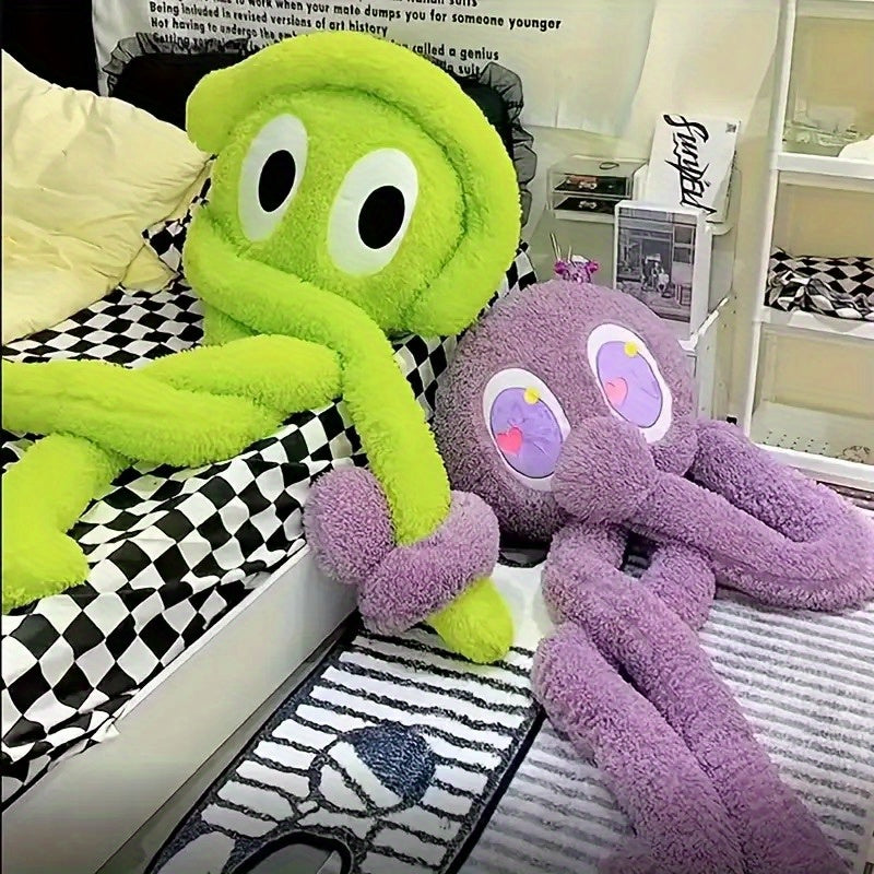 Long Legged Octopus Plush Toy Soft Purple & Green Plush with Heart Eyes