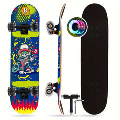 Wooden Skateboard With LED Light Tool for Outdoor Sports