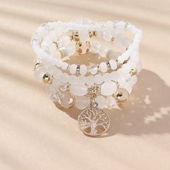 Tree Of Life Beads Bracelet Set 4 Pcs Stretch Pendant Bangle Wrap Hand Jewelry