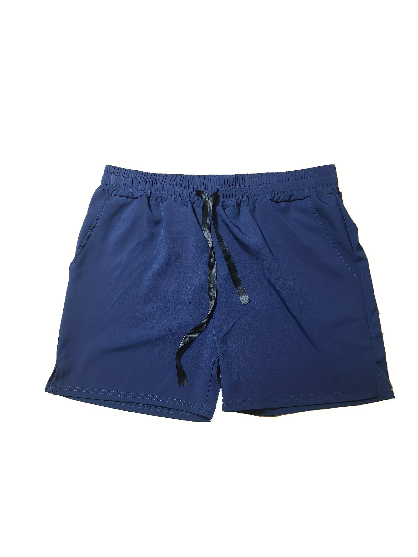 Men's Loose Solid Shorts With Pockets Active Breathable Drawstring Shorts
