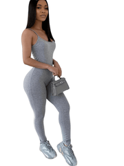  Scoop Neck Bodycon Yoga Cami Jumpsuit