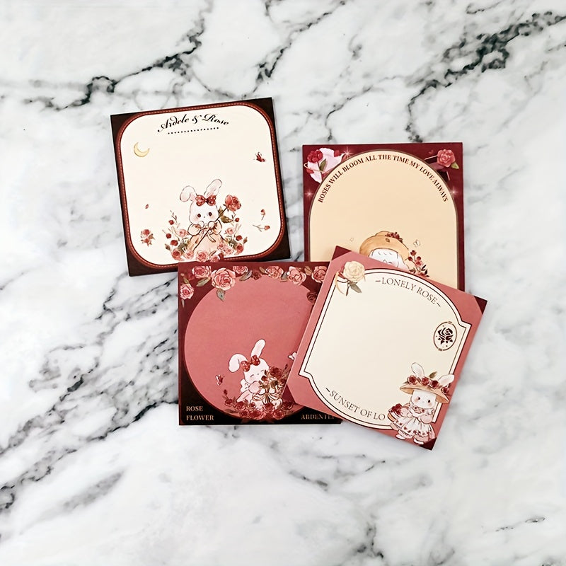 1pc 90 Sheets Rabbit Sticky Notes Pink Series Message Note Stickers