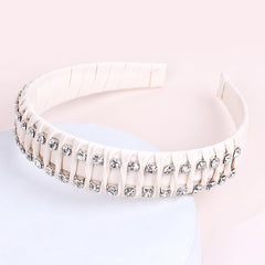 Hand Braided Headband Rhinestone Leather Hairband