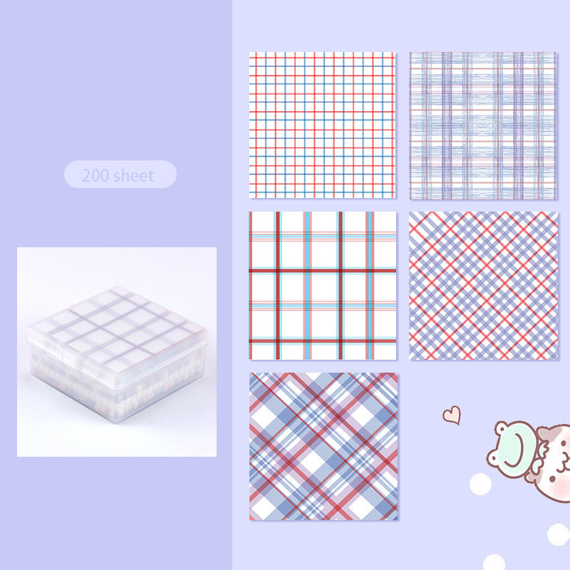 200pcs Plaid Sticky Notes Striped Book Style Non Sticky