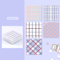 200pcs Plaid Sticky Notes Striped Book Style Non Sticky