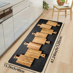Wood Plank Pattern Rug Kitchen Print Floor Mat Washable Rectangular Carpet