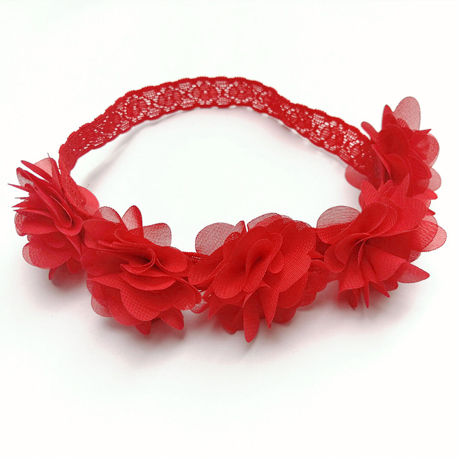Pink Ribbon Flower Headband for Baby Photography