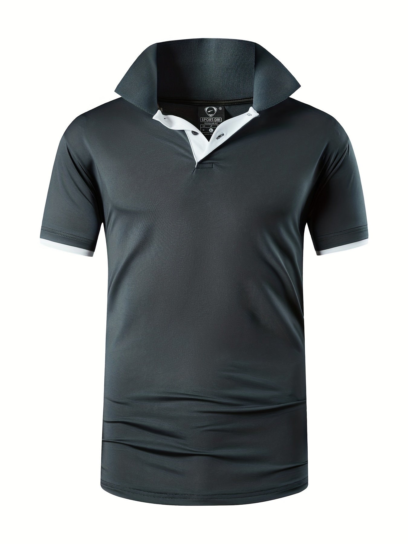 Men's Solid Sport Polo Shirt Quick Dry Active Mid Stretch Lapel Button Up