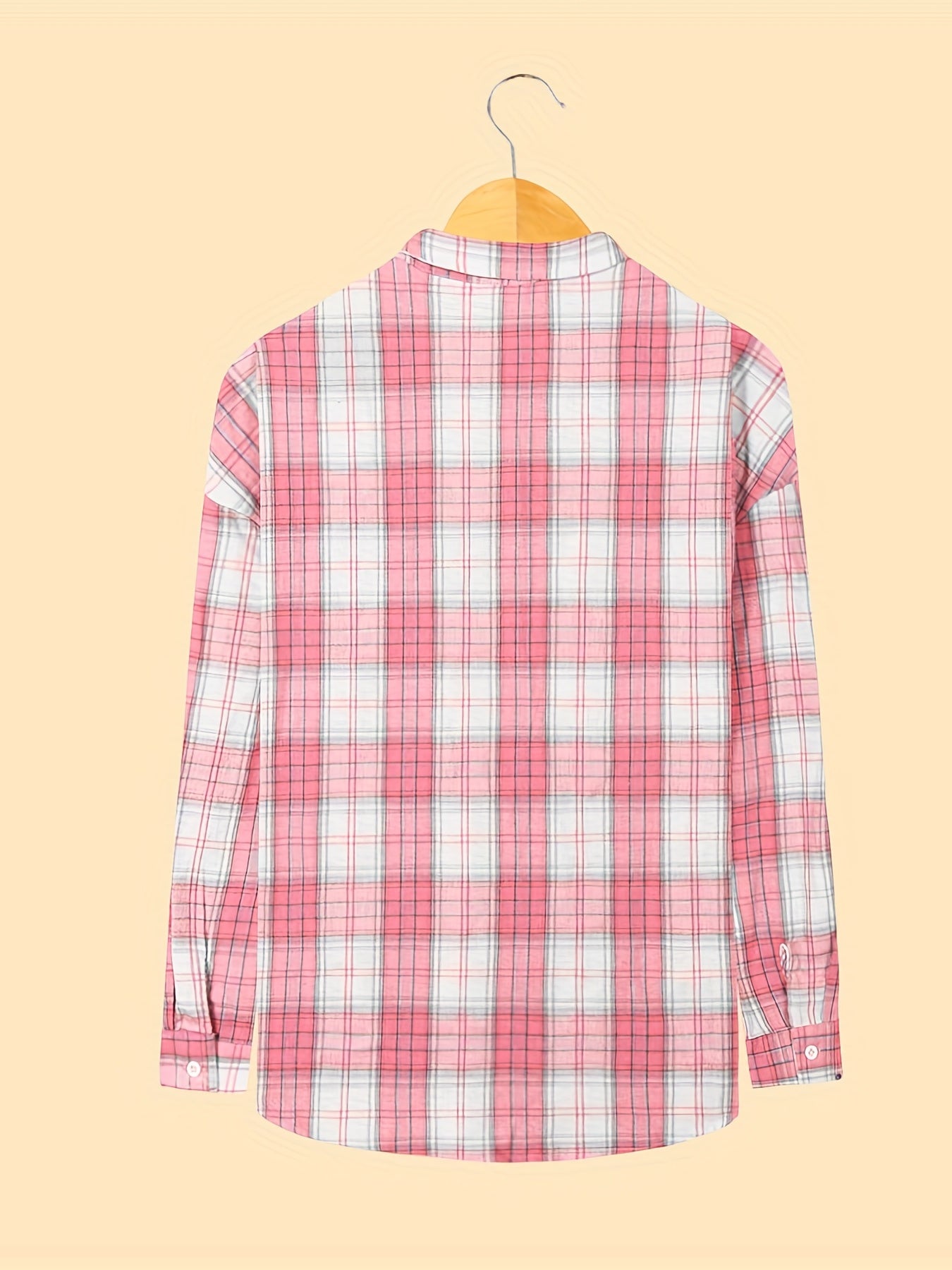  Plaid Button Up Long Sleeve Blouse