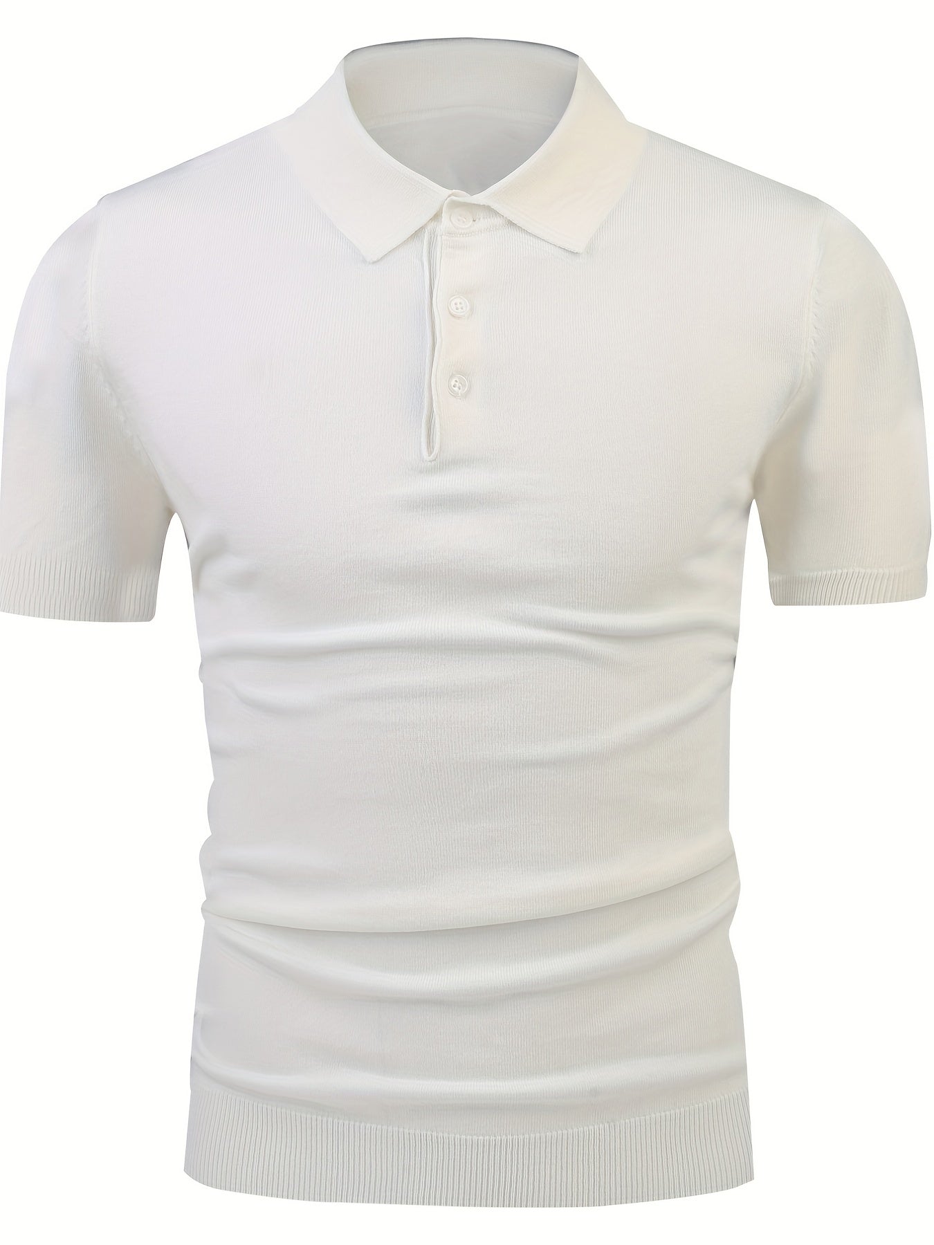 Men's High Stretch Button Up Lapel Polo Shirt