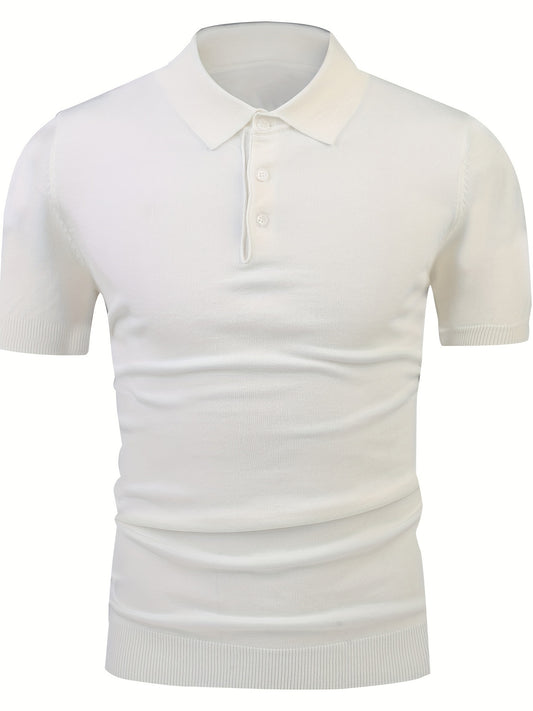 Men's High Stretch Button Up Lapel Polo Shirt