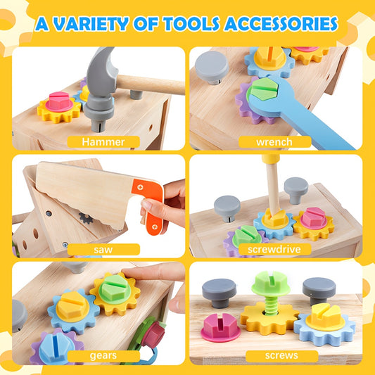 29pcs Magic Kids Tool Set Wooden Play Toolbox DIY Toy Multifunctional