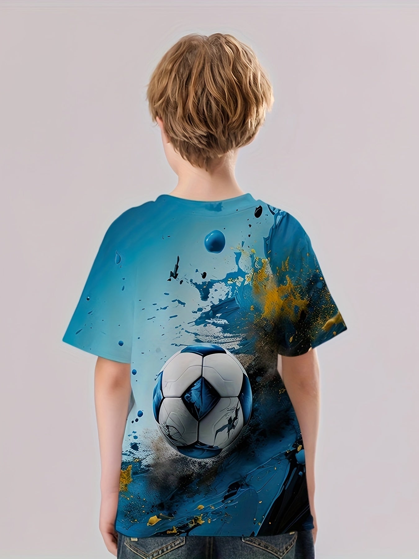 Football 3D Print Boys T Shirt Short Sleeve Tee For Kids