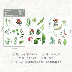 3-Pack Golden Flower Language Stickers