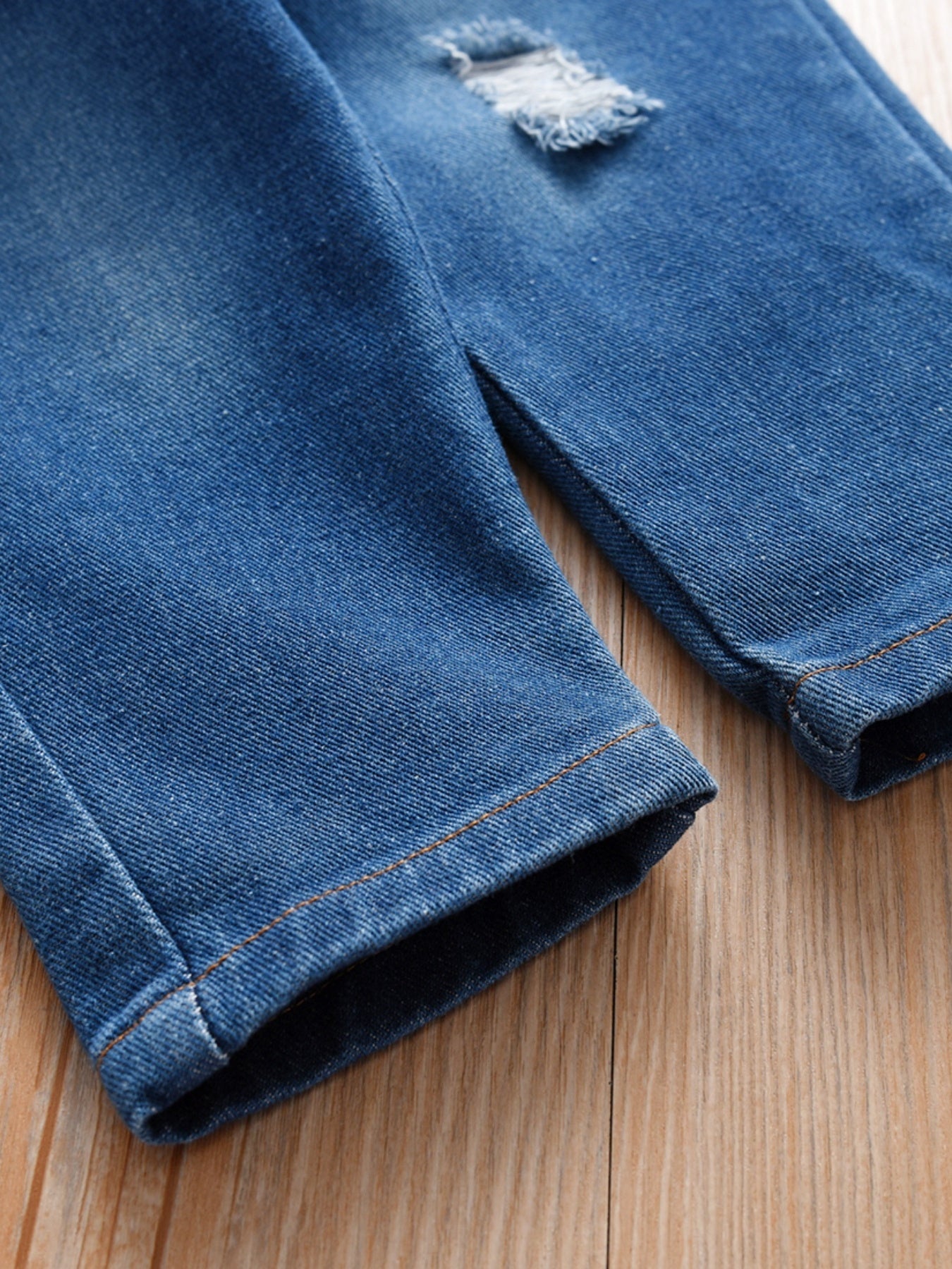 Toddler Girls Ripped Cropped Jeans Elastic Waist Denim Pants Capris
